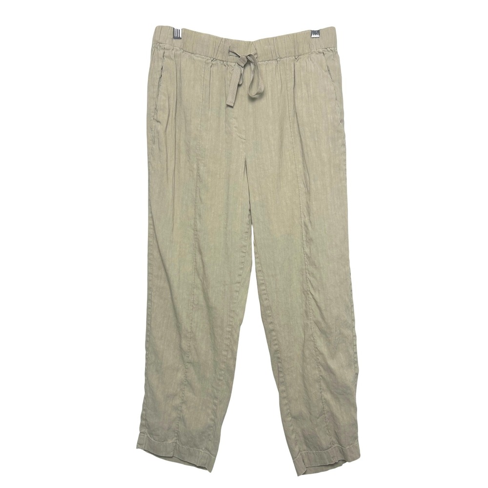Aritzia BABATON Day Linen Blend Lounge Pants Womens L Tan Pockets jogger elastic